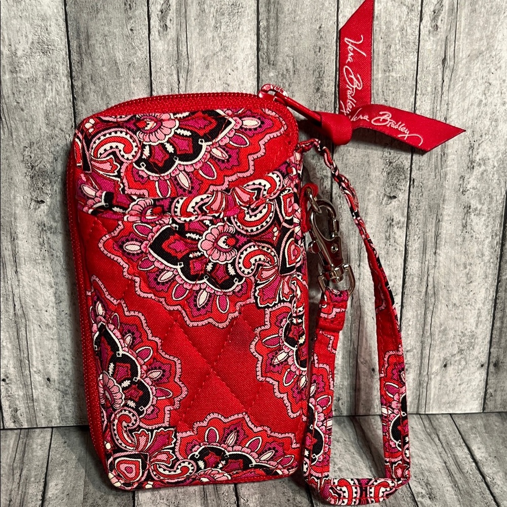 Vera Bradley Red and Pink Patterned Wristlet